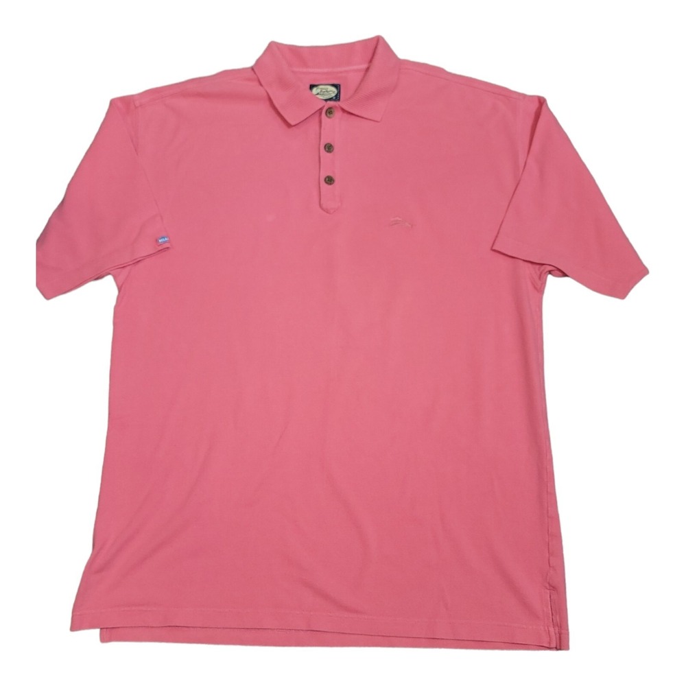 Tommy Bahama Relax Men's Polo Shirt Large Pink 100%‎ Cotton